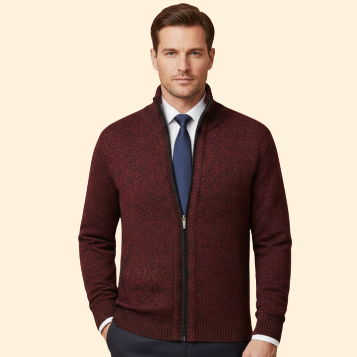 Men’s Jacket with Stand-Up Collar and Zipper