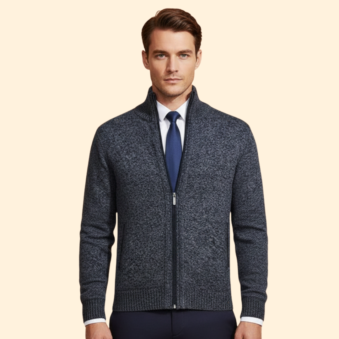 Men’s Jacket with Stand-Up Collar and Zipper