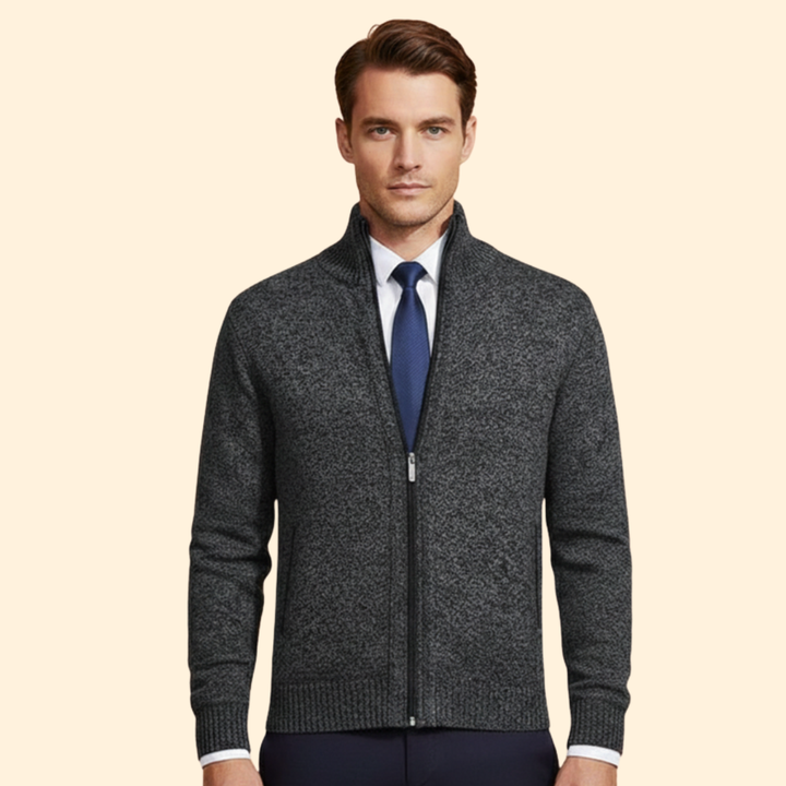 Men’s Jacket with Stand-Up Collar and Zipper