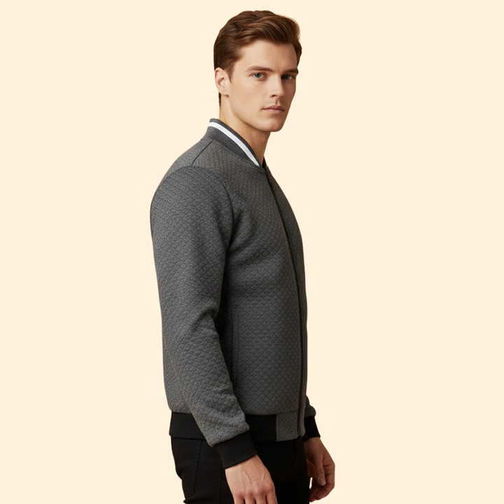 Men’s Bomber Jacket with Jacquard Textured Design