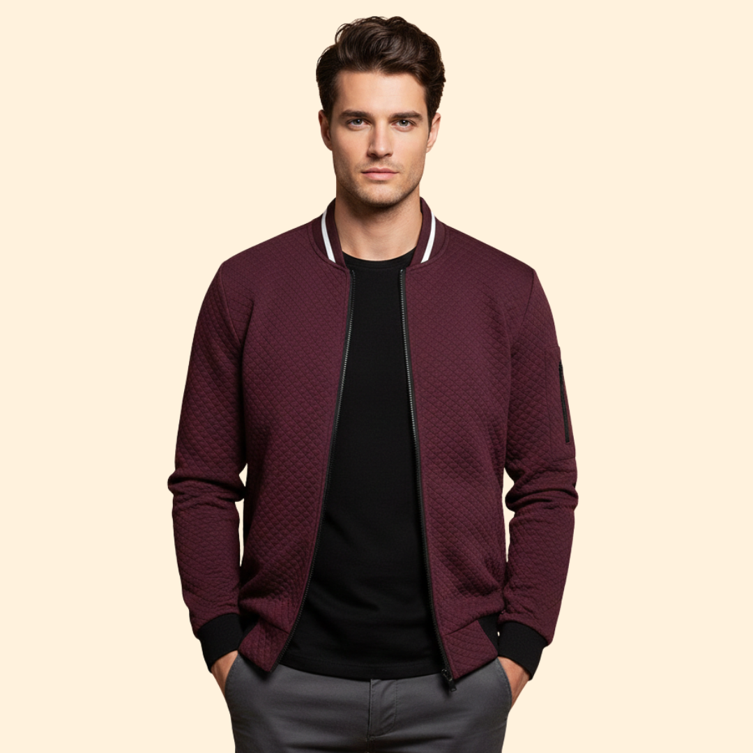 Men’s Bomber Jacket with Jacquard Textured Design