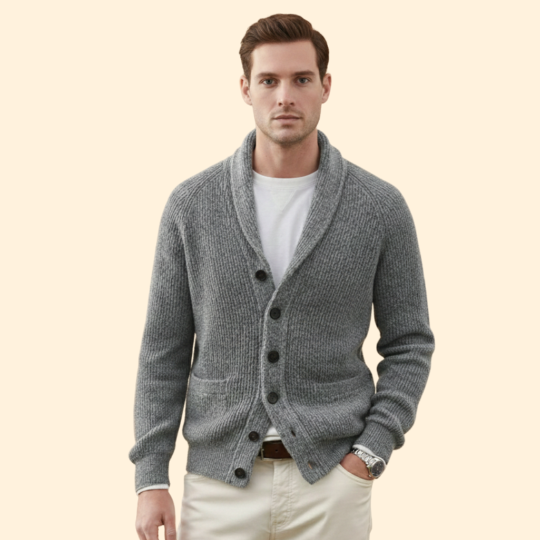 Men’s Knit Cardigan with Shawl Neck