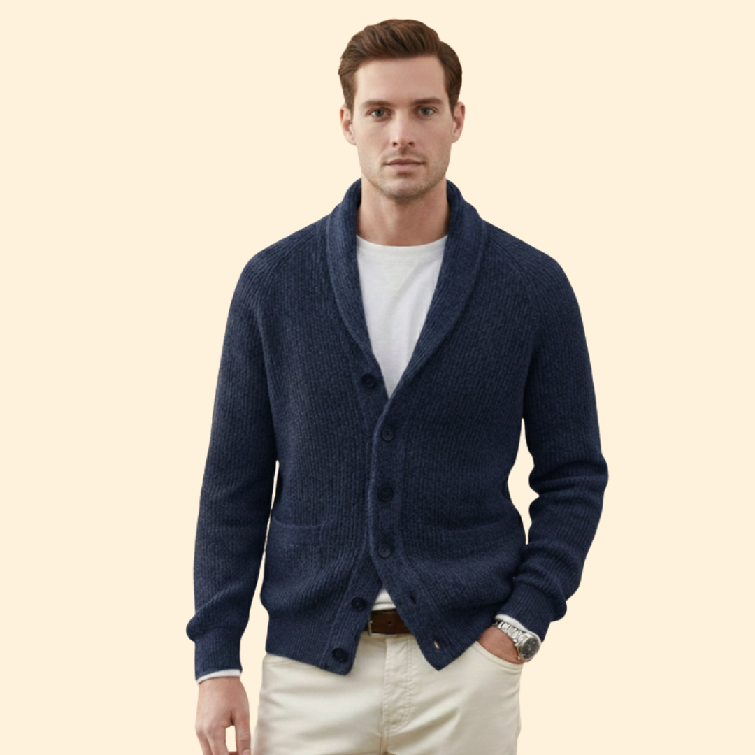 Men’s Knit Cardigan with Shawl Neck