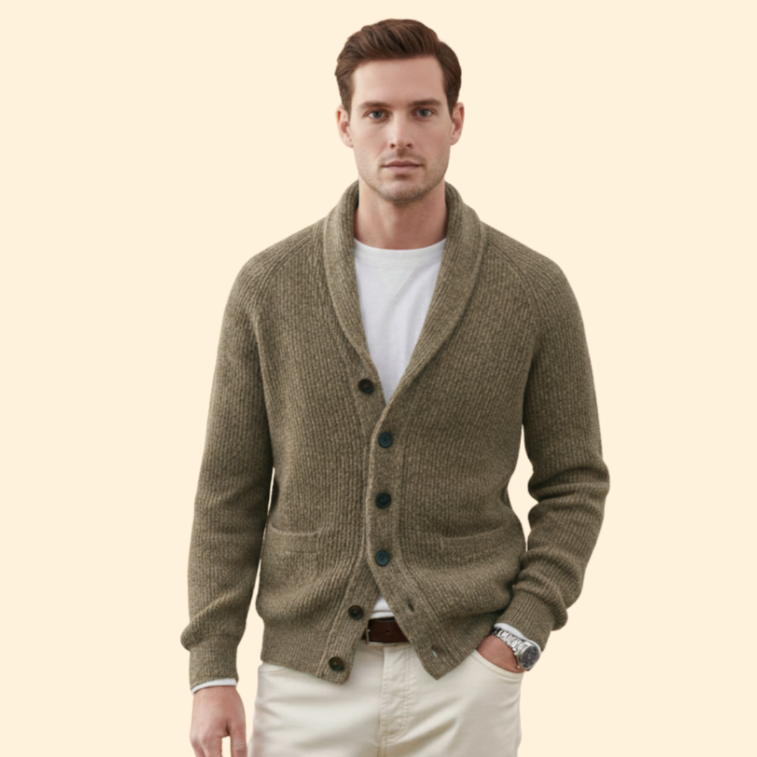 Men’s Knit Cardigan with Shawl Neck