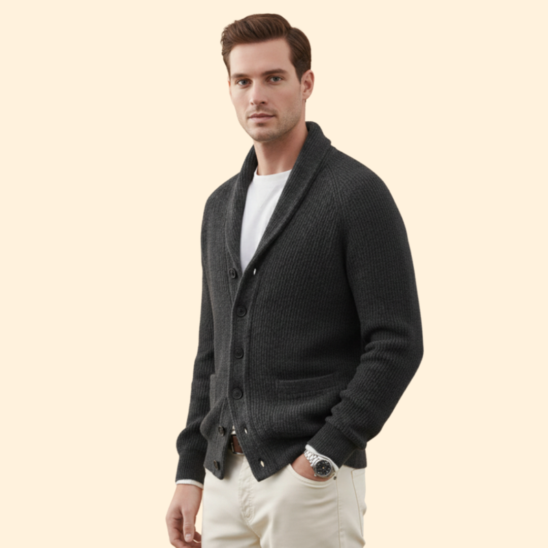 Men’s Knit Cardigan with Shawl Neck