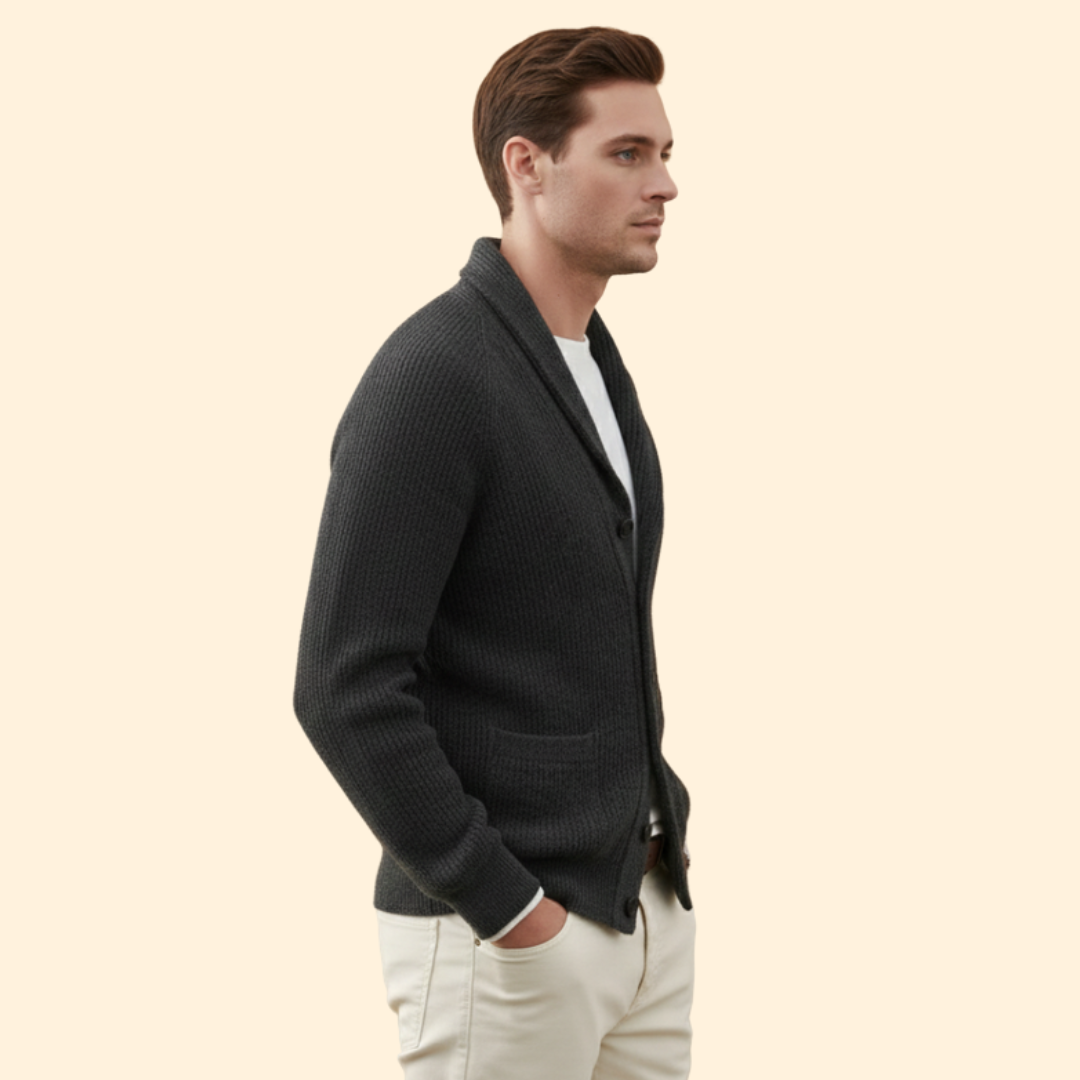 Men’s Knit Cardigan with Shawl Neck