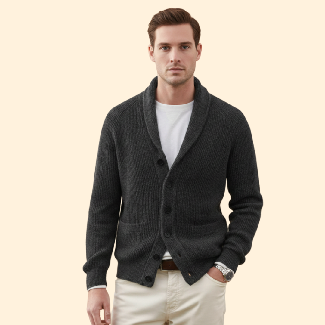 Men’s Knit Cardigan with Shawl Neck