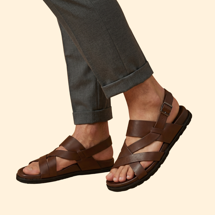 Men's Leather Sandals with Straps
