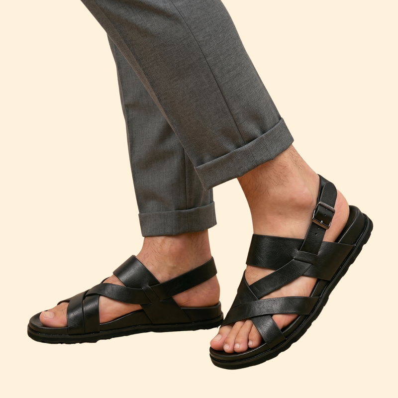 Men's Leather Sandals with Straps