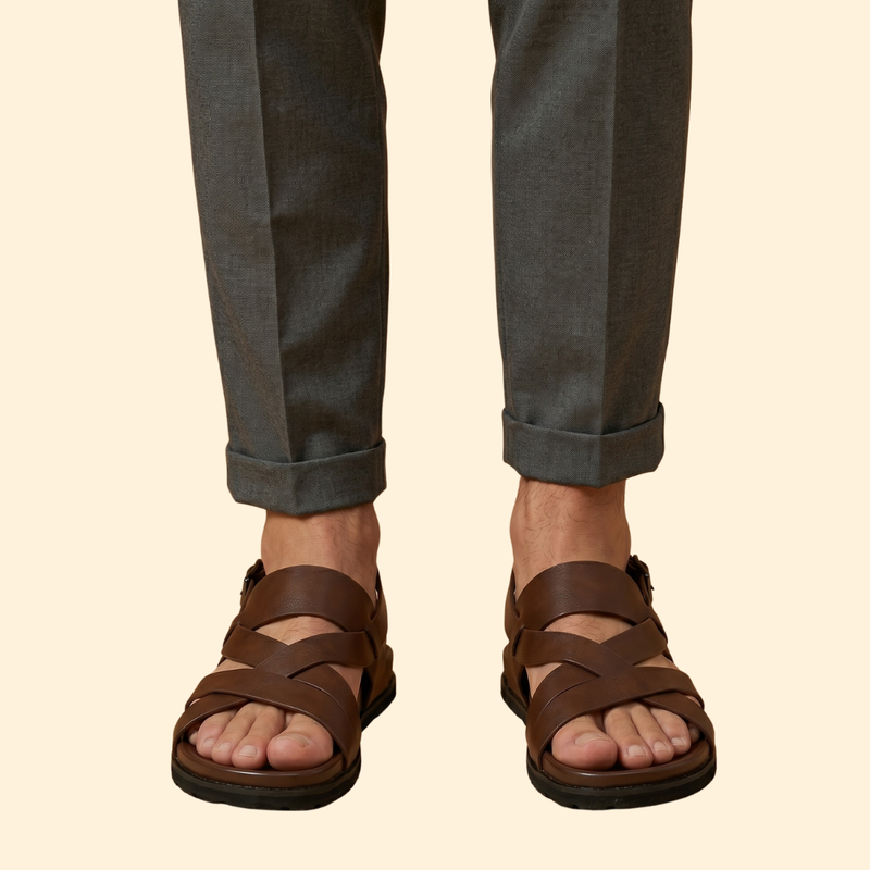 Men's Leather Sandals with Straps