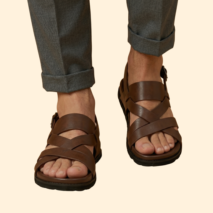 Men's Leather Sandals with Straps