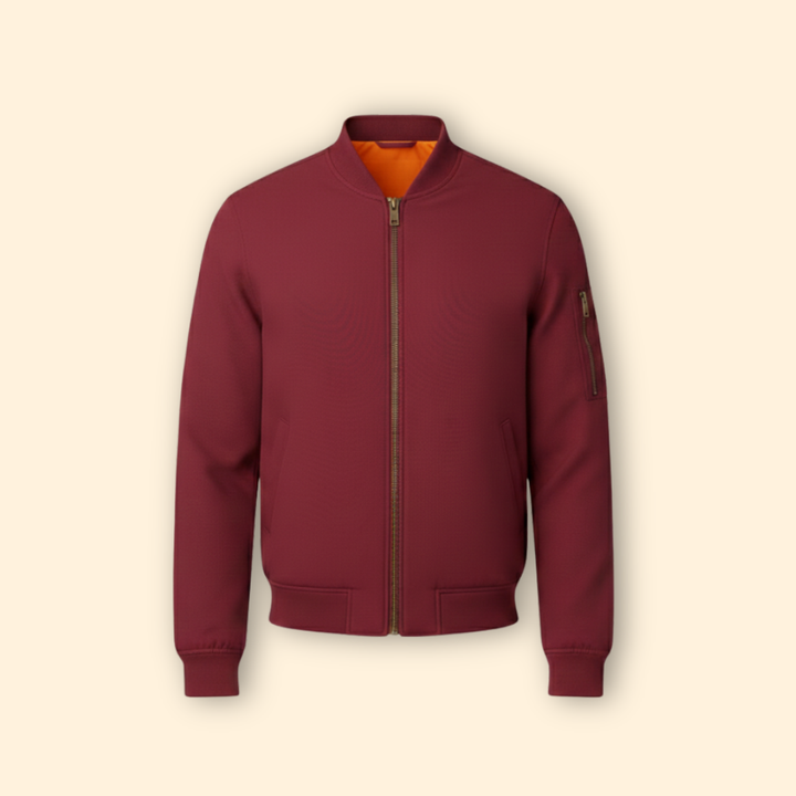 Men’s Bomber Jacket with Contrast Lining Design