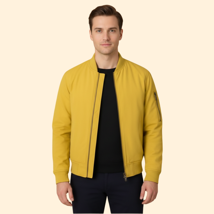 Men’s Bomber Jacket with Contrast Lining Design