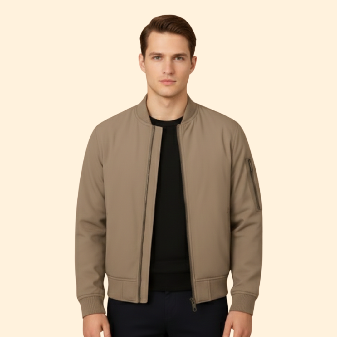 Men’s Bomber Jacket with Contrast Lining Design