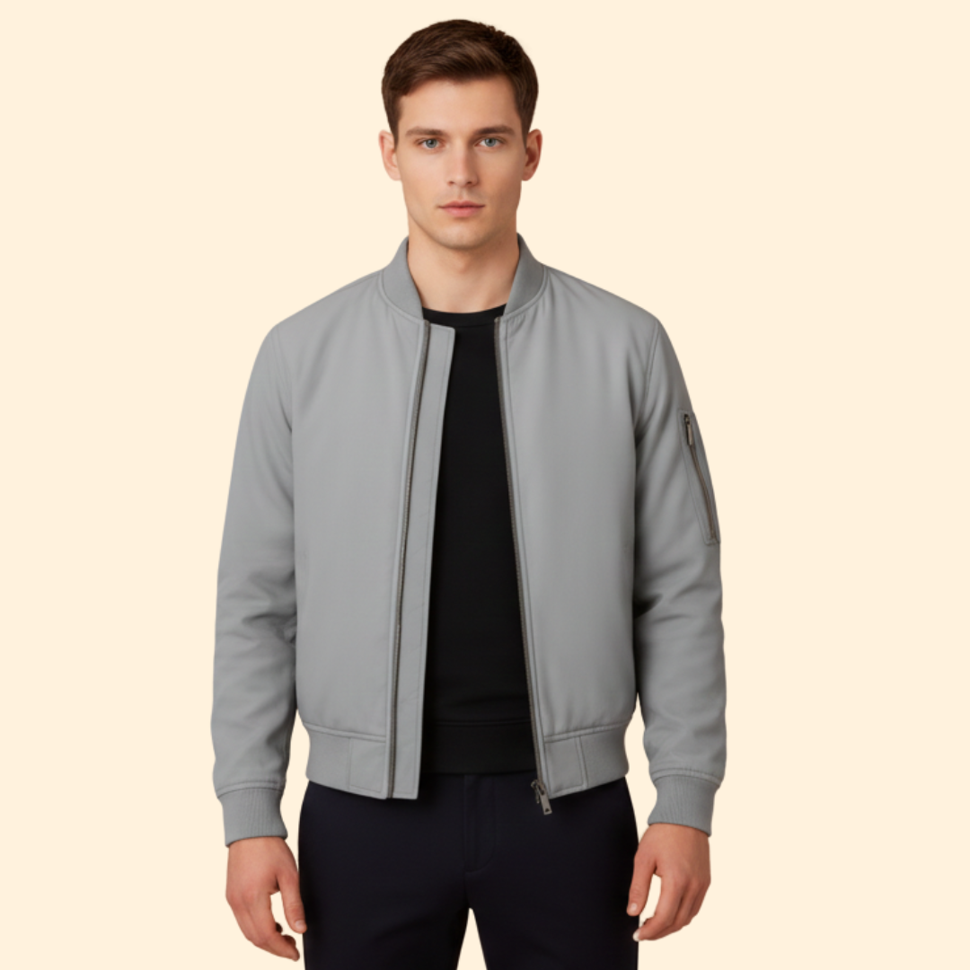 Men’s Bomber Jacket with Contrast Lining Design