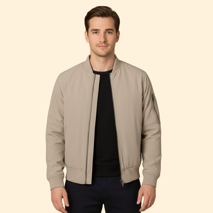 Men’s Bomber Jacket with Contrast Lining Design