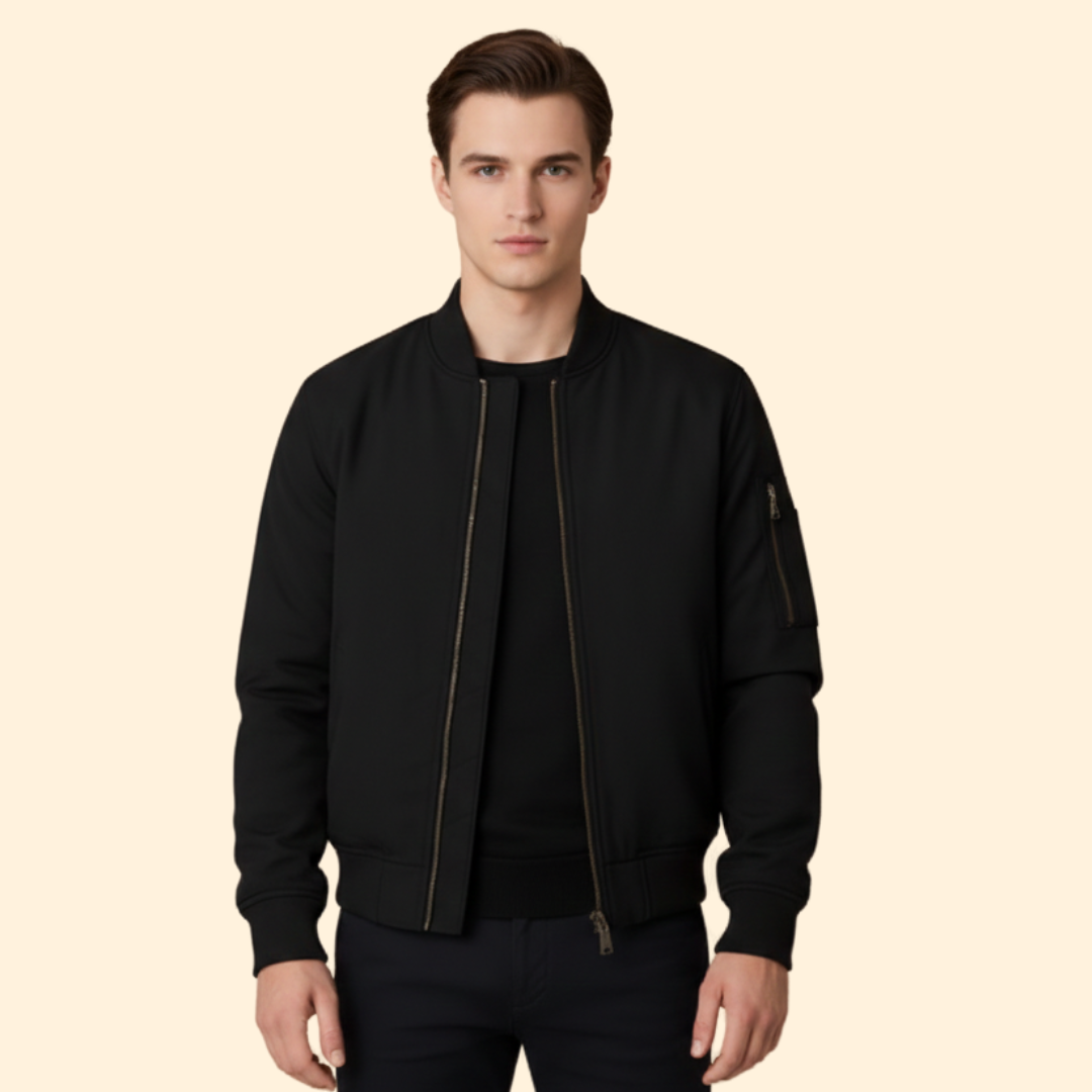 Men’s Bomber Jacket with Contrast Lining Design