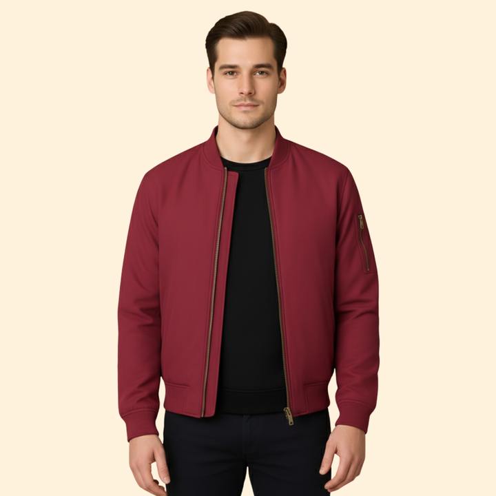 Men’s Bomber Jacket with Contrast Lining Design