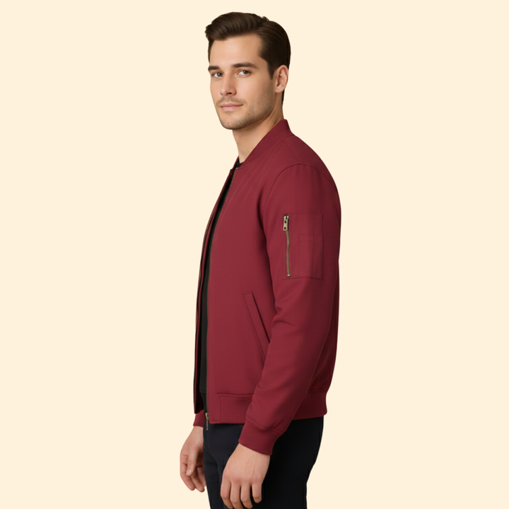 Men’s Bomber Jacket with Contrast Lining Design
