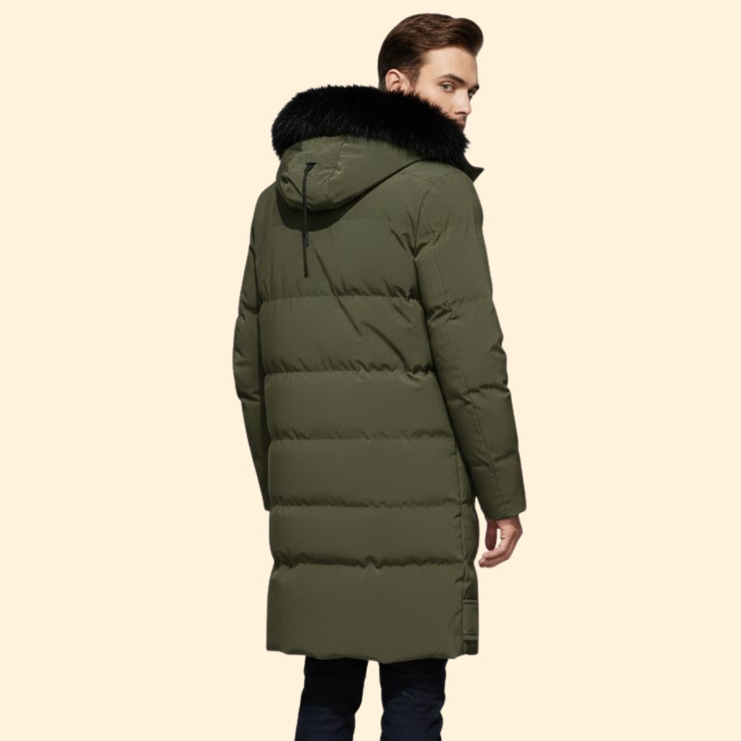 Men’s Long Winter Jacket with Hooded Design