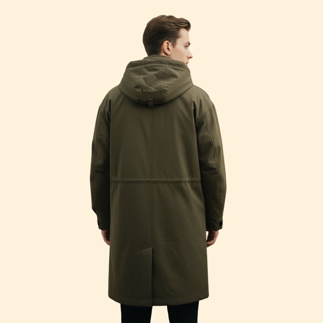 Men’s Long Coat with Hooded Design