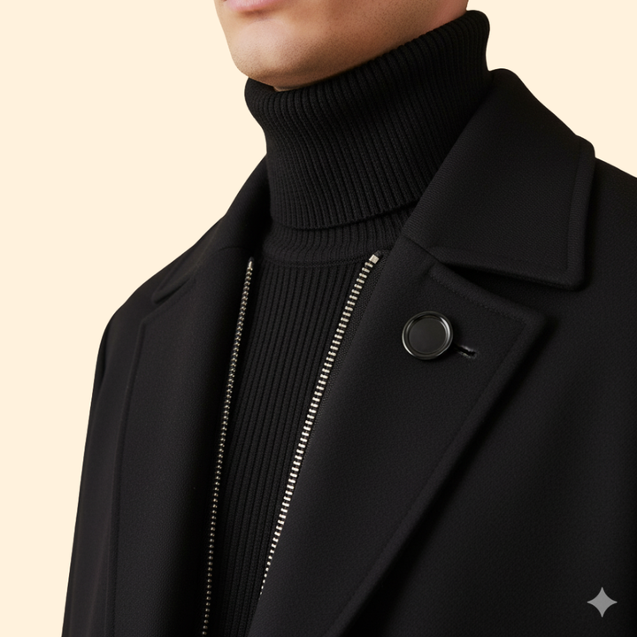 Men’s Long Coat with Hooded Design