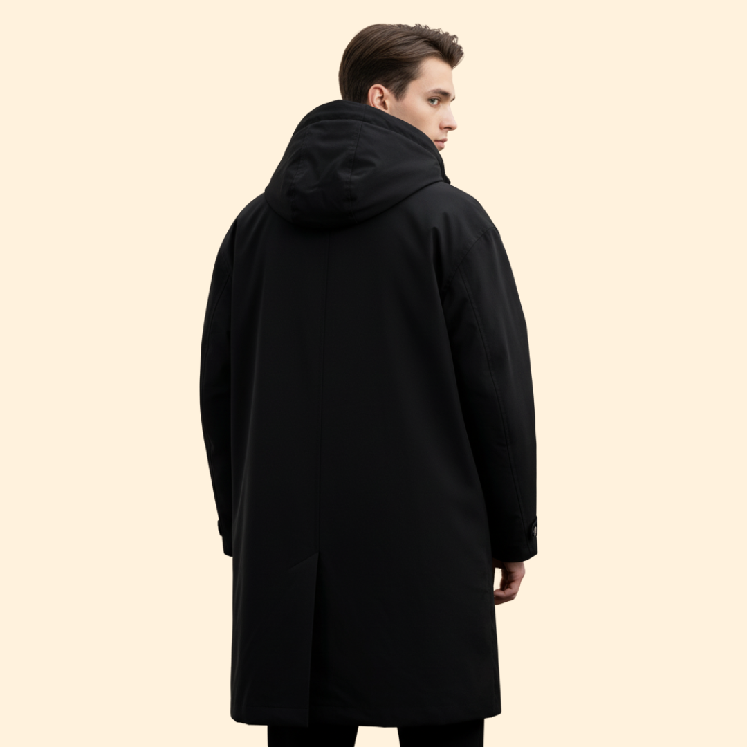 Men’s Long Coat with Hooded Design
