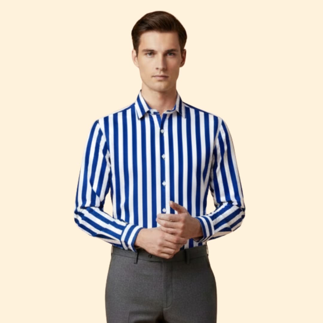 Men’s Long Sleeve Shirt with Bold Stripes
