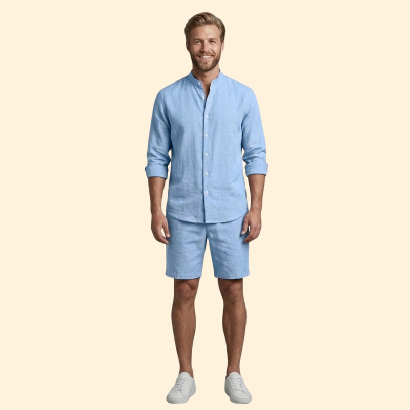 Men’s Long Sleeve Shirt with Relaxed Fit Shorts
