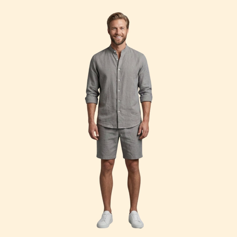 Men’s Long Sleeve Shirt with Relaxed Fit Shorts