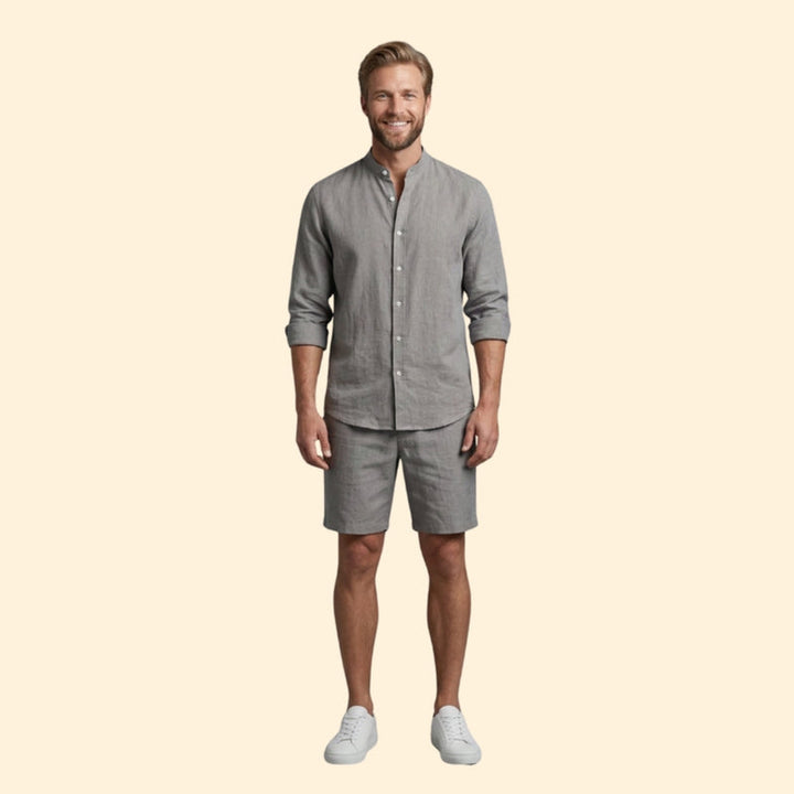 Men’s Long Sleeve Shirt with Relaxed Fit Shorts