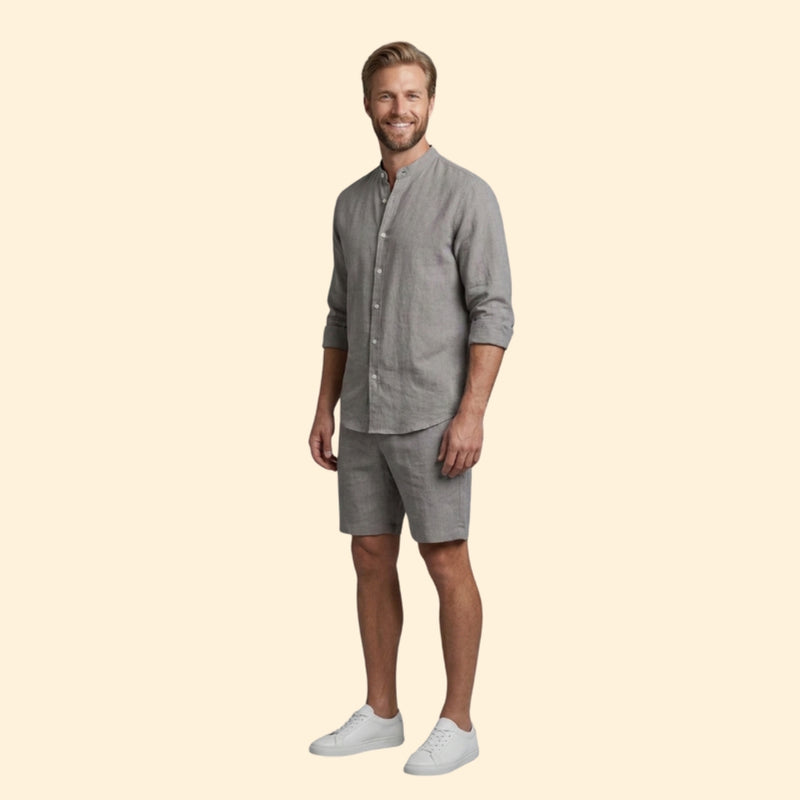 Men’s Long Sleeve Shirt with Relaxed Fit Shorts