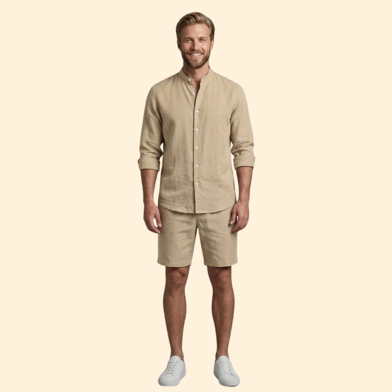 Men’s Long Sleeve Shirt with Relaxed Fit Shorts