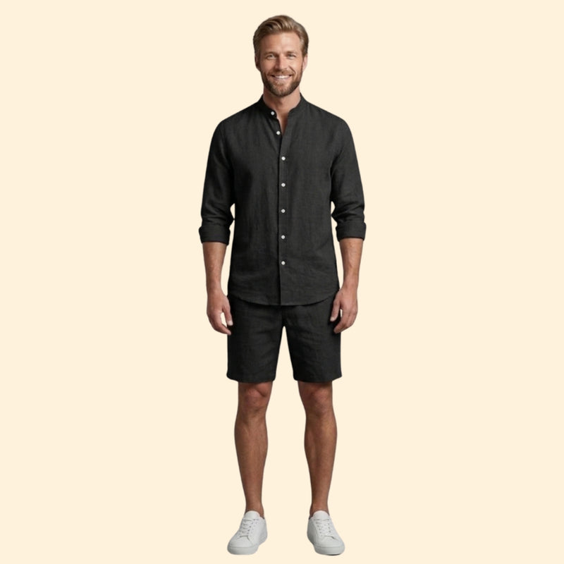 Men’s Long Sleeve Shirt with Relaxed Fit Shorts