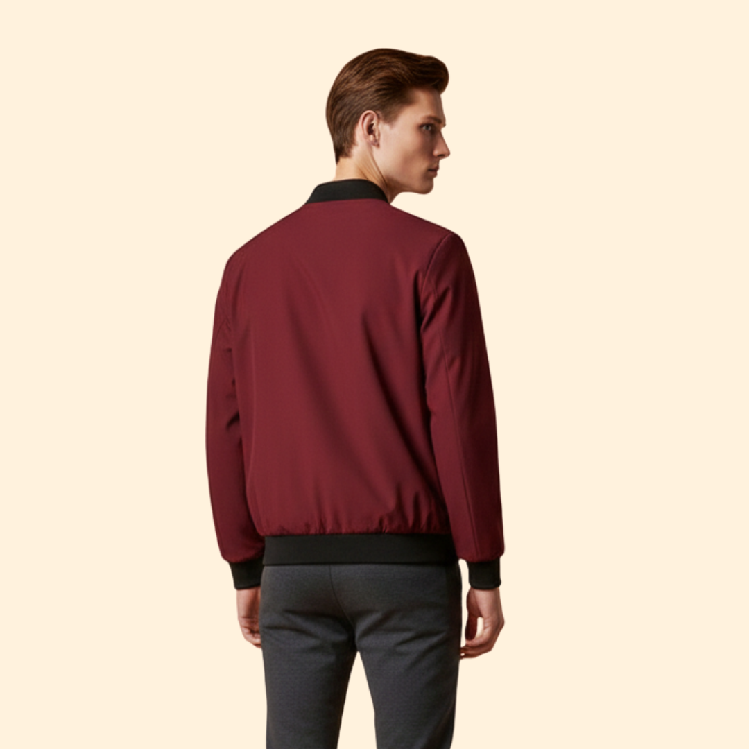 Men’s Bomber Jacket with Ribbed Trim Design