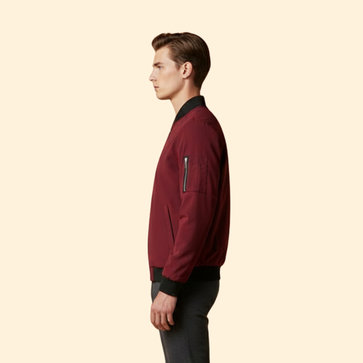 Men’s Bomber Jacket with Ribbed Trim Design
