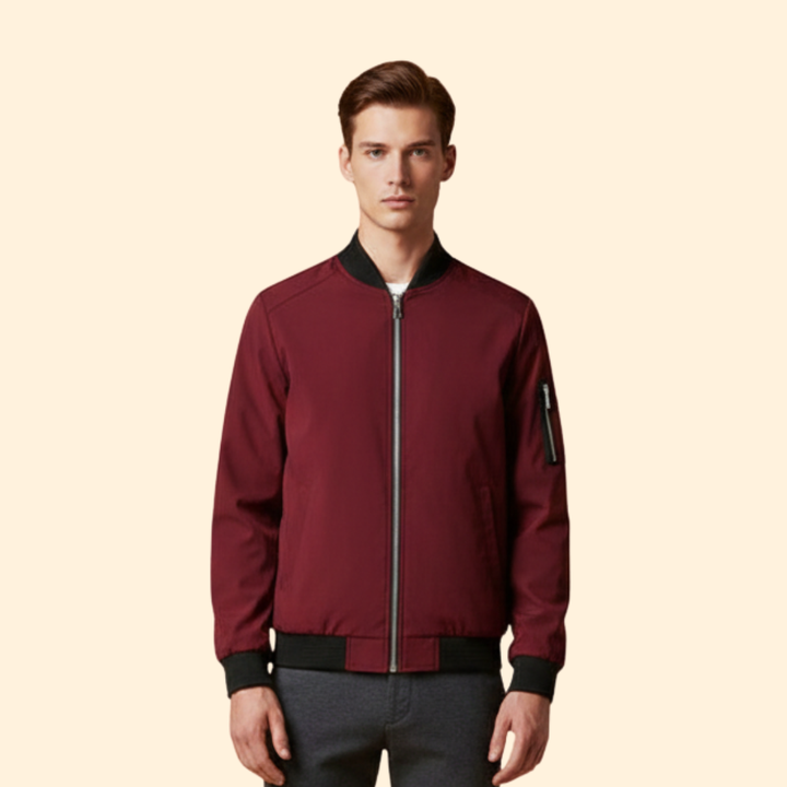Men’s Bomber Jacket with Ribbed Trim Design