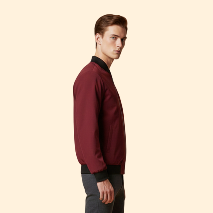 Men’s Bomber Jacket with Ribbed Trim Design