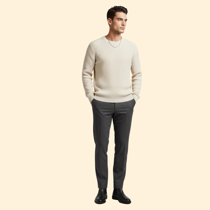 Men’s Ribbed Sweater with Crew Neck
