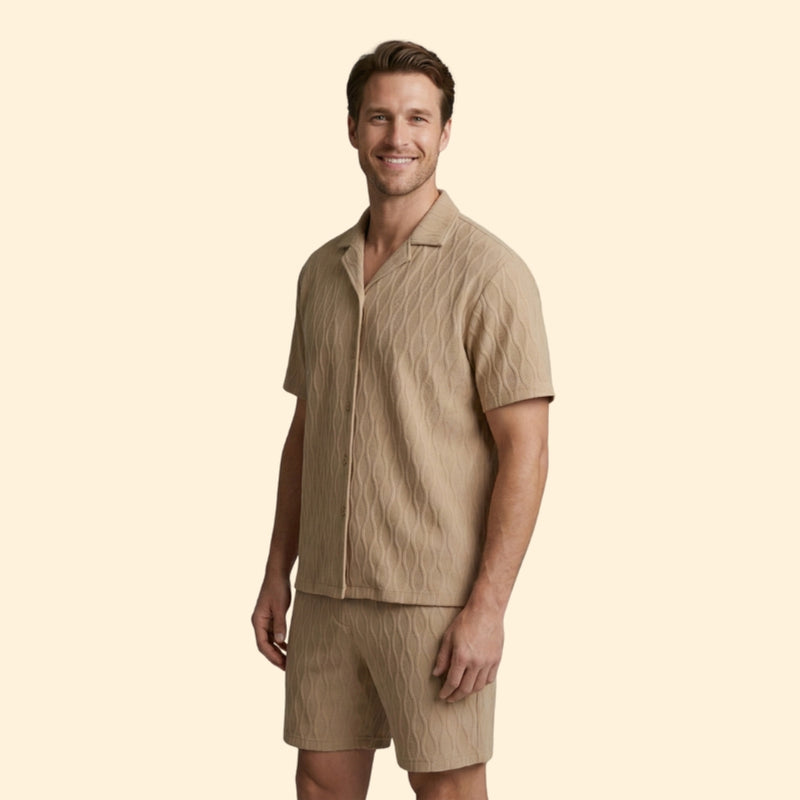 Men’s Short Set with Button-Down Shirt