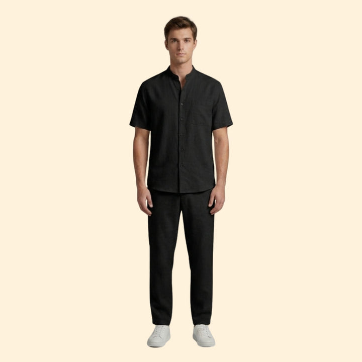Men’s Short Sleeve Shirt and Wide-Leg Pants Set