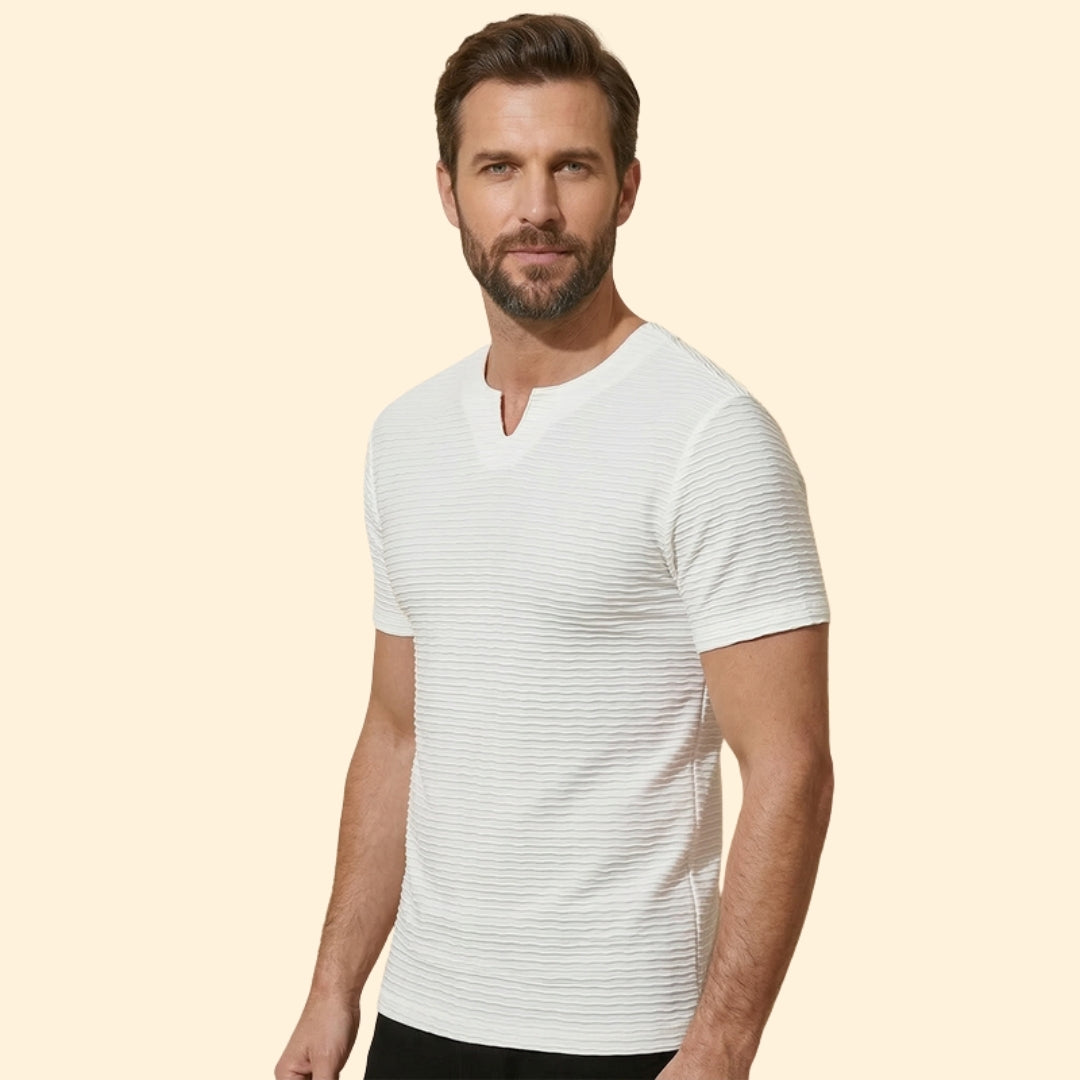 Men’s Short Sleeve T-Shirt with V-Neck Design