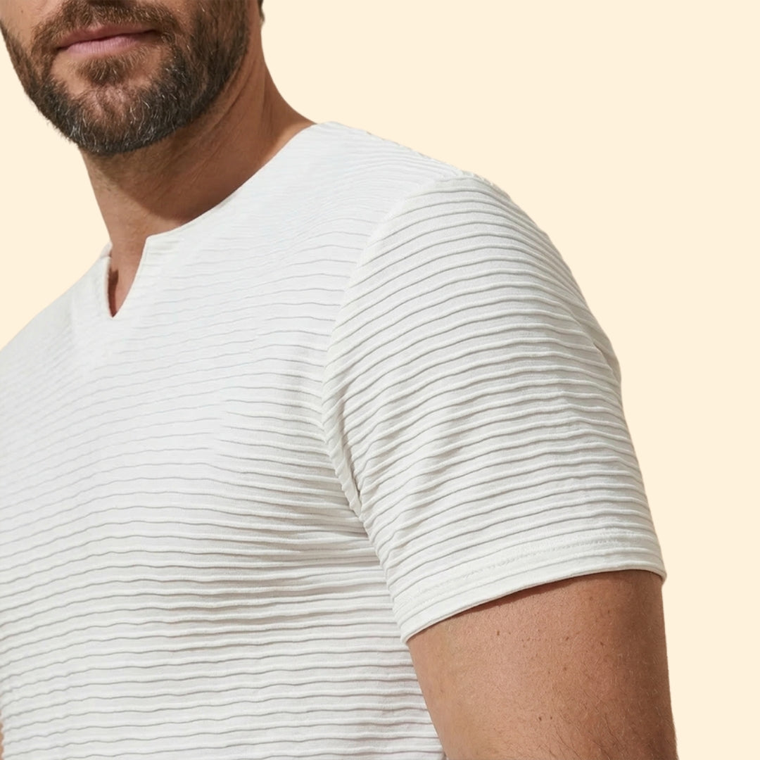 Men’s Short Sleeve T-Shirt with V-Neck Design