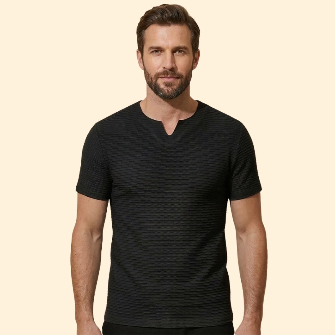 Men’s Short Sleeve T-Shirt with V-Neck Design