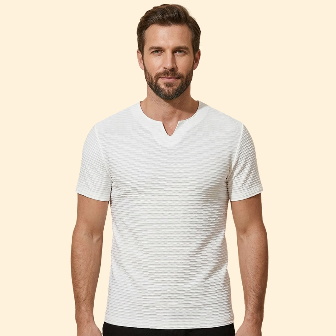 Men’s Short Sleeve T-Shirt with V-Neck Design