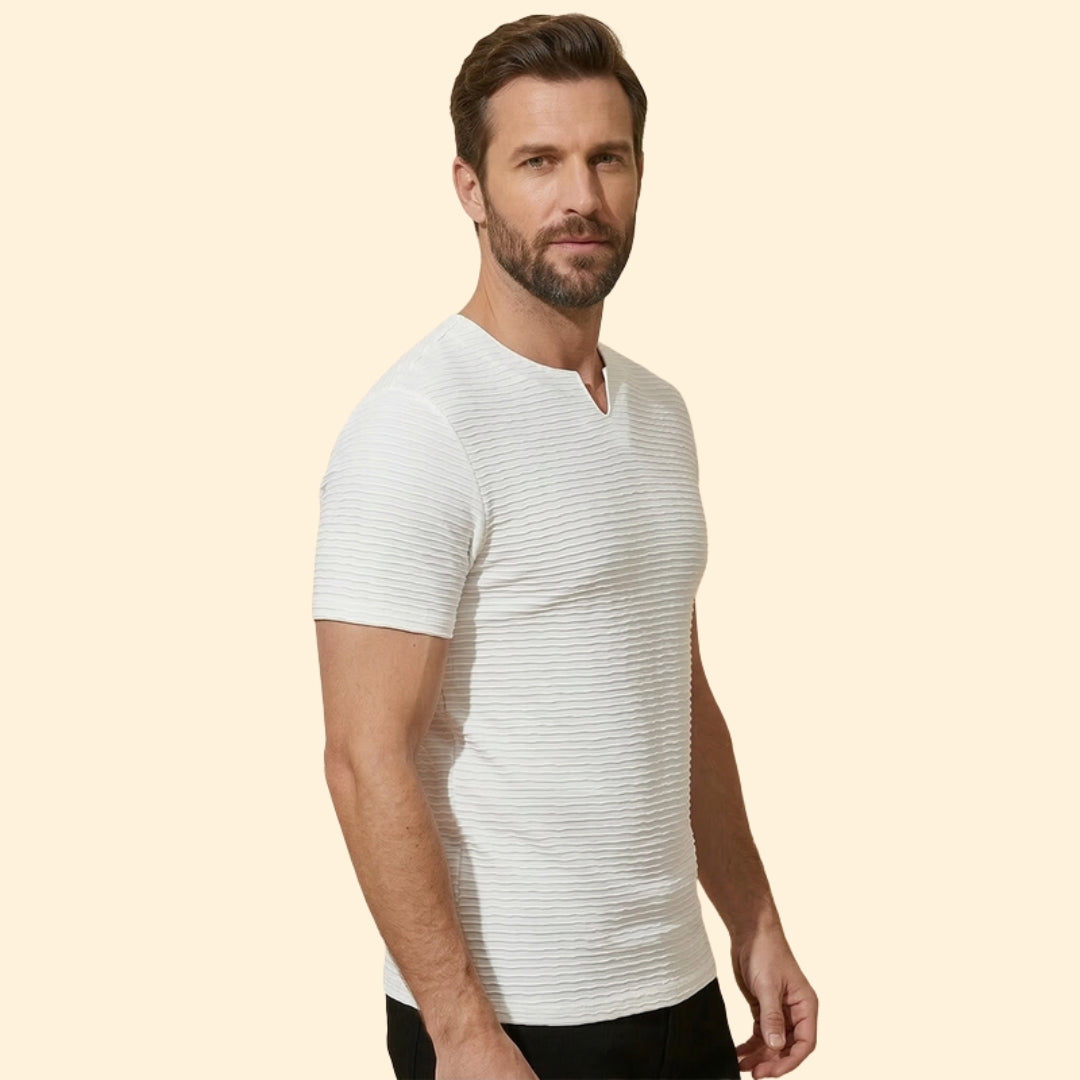 Men’s Short Sleeve T-Shirt with V-Neck Design