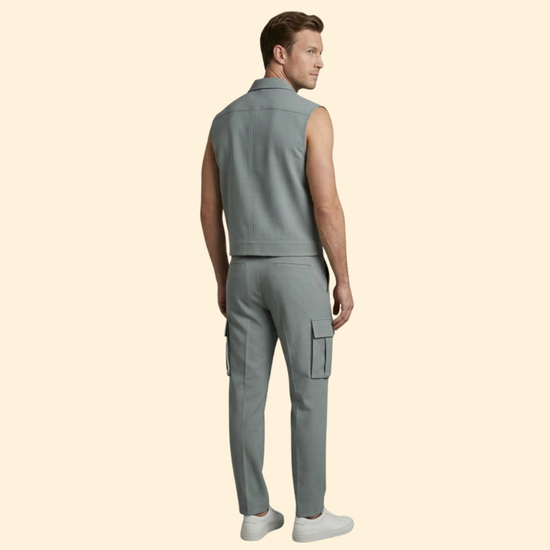 Men’s Sleeveless Jumpsuit with Button Closure