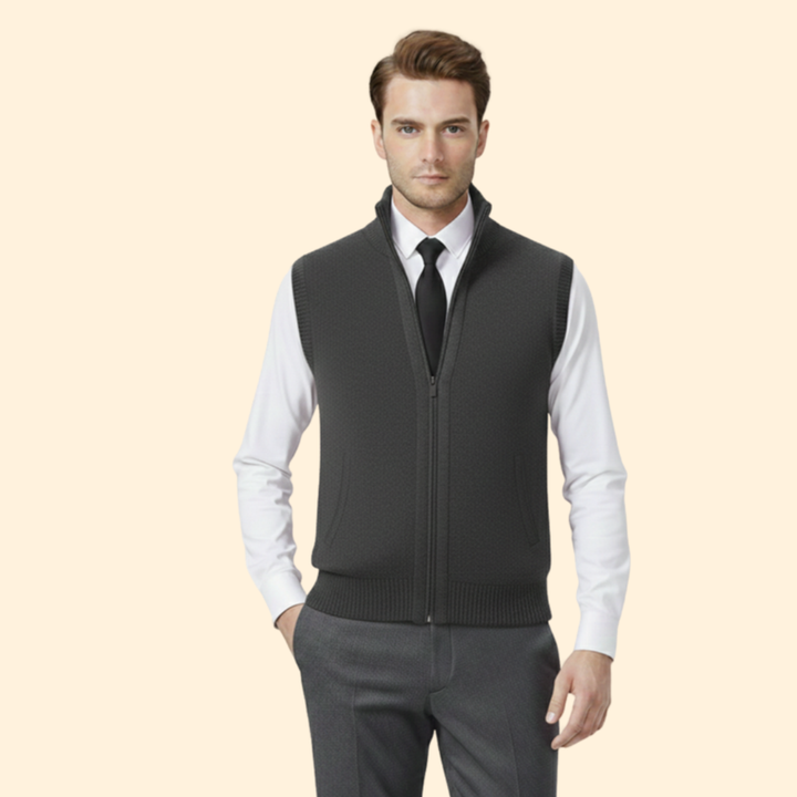 Men’s Sleeveless Vest with High Collar