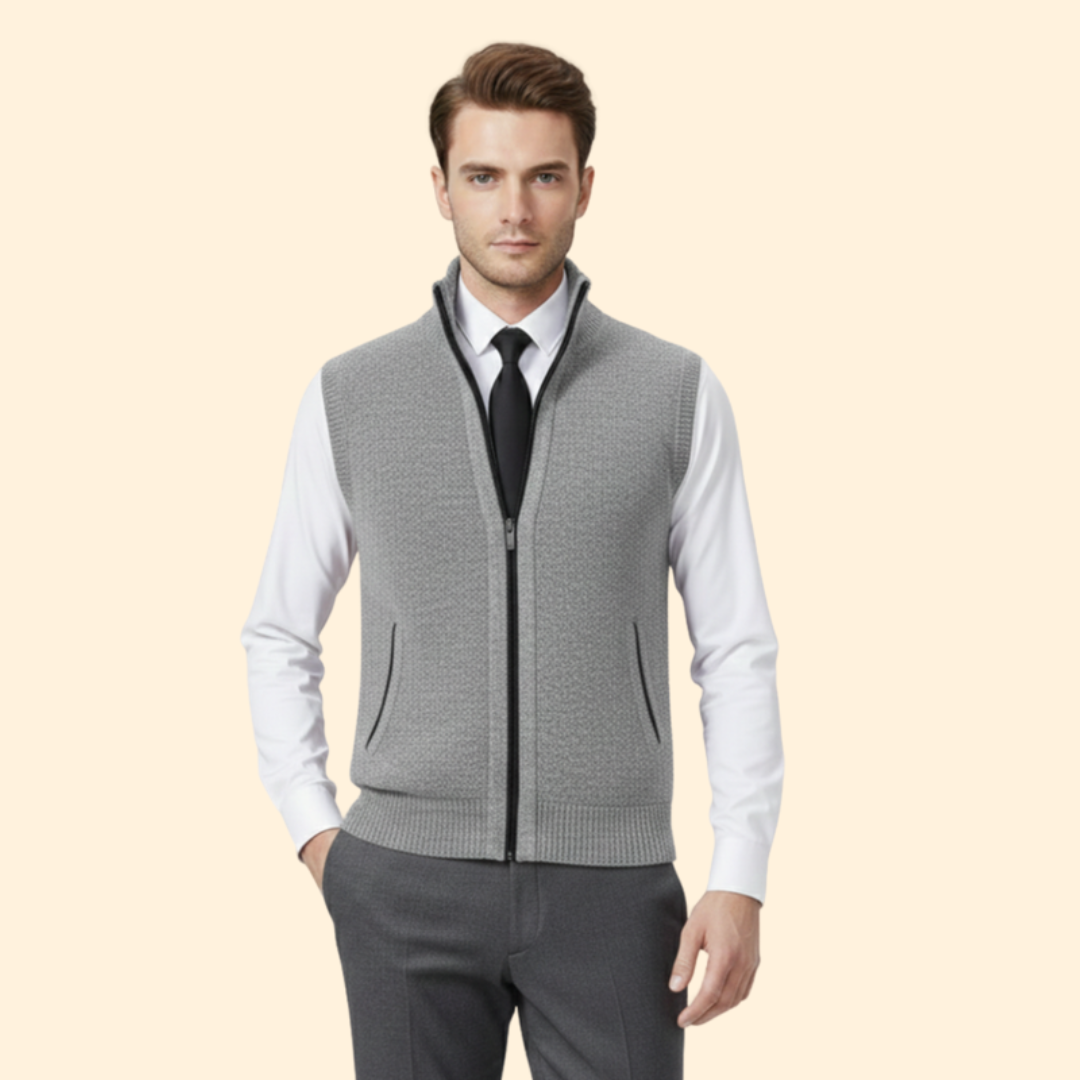 Men’s Sleeveless Vest with High Collar