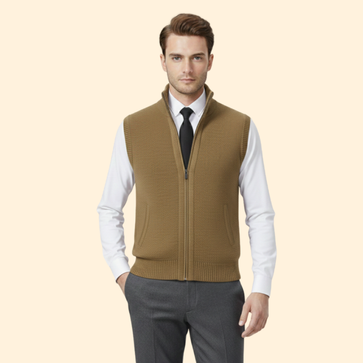 Men’s Sleeveless Vest with High Collar